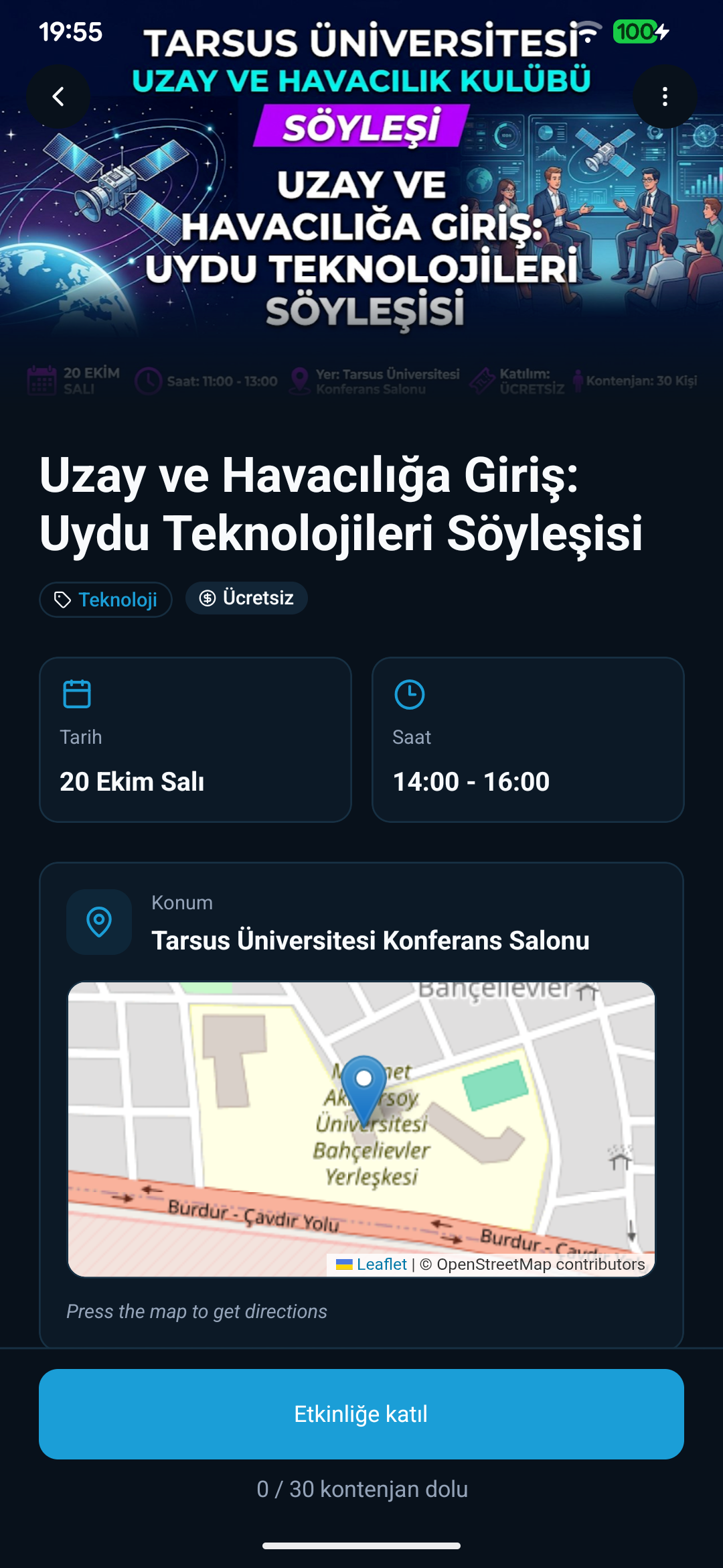CampuWise Kulüp Sayfası ve Etkinlikler Ekranı