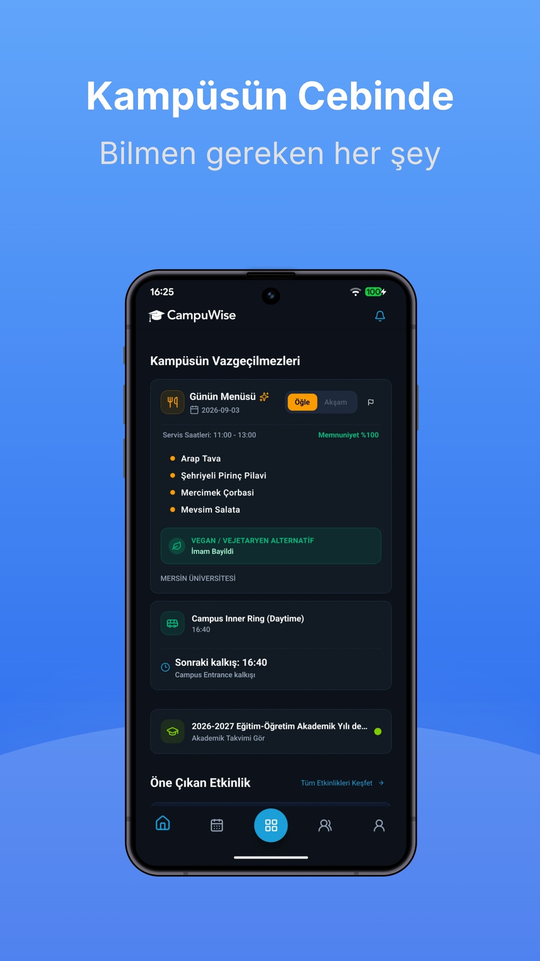CampuWise Mobil Uygulaması Ana Ekranı